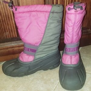 Sorel girl's winter snow ski boots pink black 3